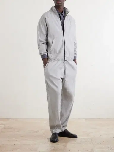 James Perse Straight-Leg Linen-Blend Canvas Drawstring Trousers - Men | Thumbnail 2