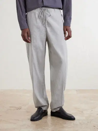 James Perse Straight-Leg Linen-Blend Canvas Drawstring Trousers - Men | Thumbnail 3