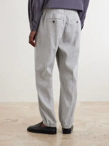 James Perse Straight-Leg Linen-Blend Canvas Drawstring Trousers - Men | Thumbnail 4