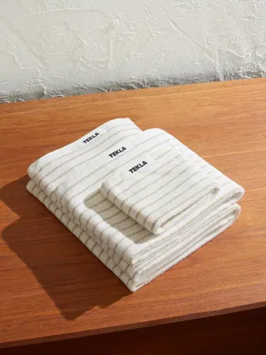 Tekla Set of Three Logo-Appliquéd Striped Organic Cotton Towels - Men | Thumbnail 1