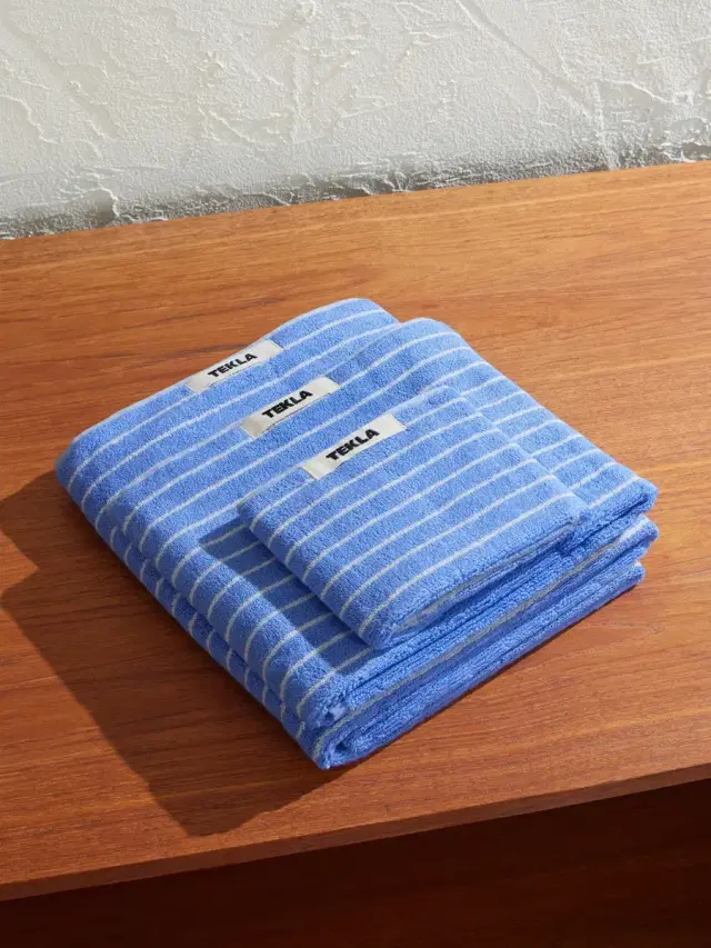 Tekla Set of Three Logo-Appliquéd Striped Organic Cotton Towels - Men