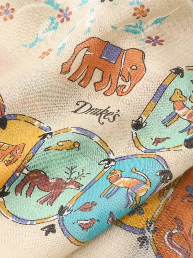 Drake's Frayed Printed Wool and Silk-Blend Scarf - Men | Thumbnail 4 Drake's Frayed Printed Wool and Silk-Blend Scarf - Men | Thumbnail 4