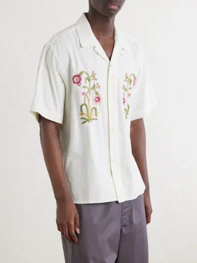 Kardo Ronald Convertible-Collar Embroidered Cotton Shirt - Men | Thumbnail 3 Kardo Ronald Convertible-Collar Embroidered Cotton Shirt - Men | Thumbnail 3