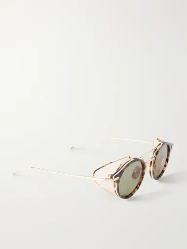 Thom Browne Round-Frame Gold-Tone Titanium and Tortoiseshell Acetate Sunglasses - Men | Thumbnail 3