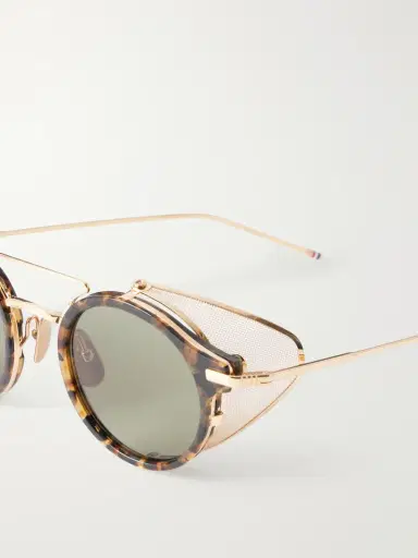 Thom Browne Round-Frame Gold-Tone Titanium and Tortoiseshell Acetate Sunglasses - Men | Thumbnail 5
