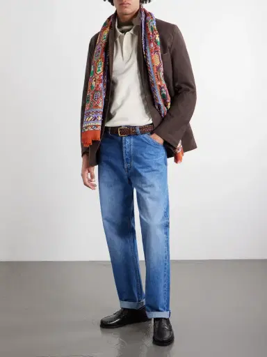 Drake's Printed Wool and Silk-Blend Scarf - Men | Thumbnail 2 Drake's Printed Wool and Silk-Blend Scarf - Men | Thumbnail 2
