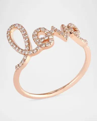 Sydney Evan Large Love 14K Gold Ring with Diamonds | Thumbnail 6