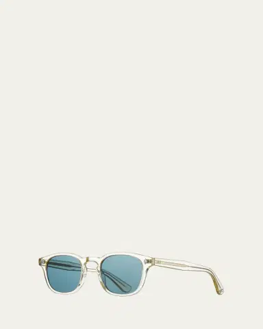 Garrett Leight Men's Ace Square Acetate Sunglasses, Clear/Blue | Thumbnail 2