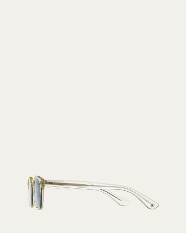Garrett Leight Men's Ace Square Acetate Sunglasses, Clear/Blue | Thumbnail 3