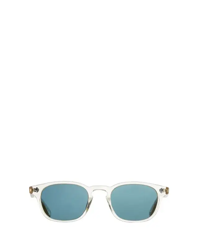 Garrett Leight Men's Ace Square Acetate Sunglasses, Clear/Blue