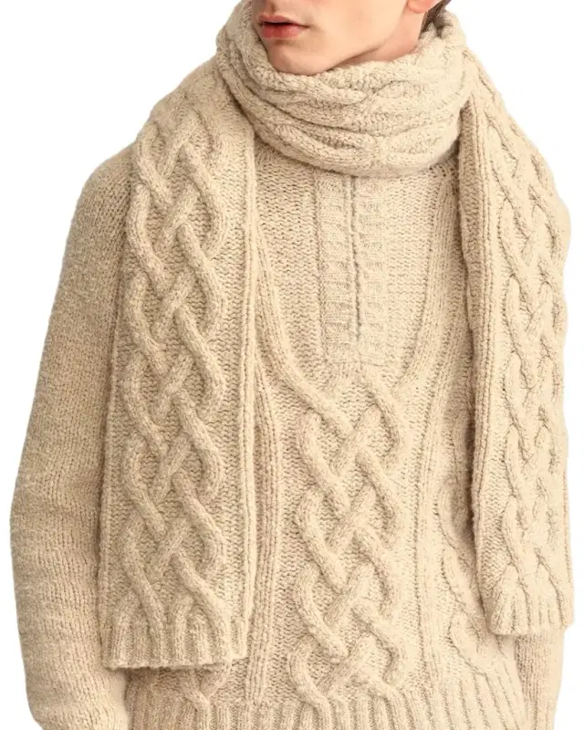 Loro Piana Men's Cable-Knit Cashmere Scarf