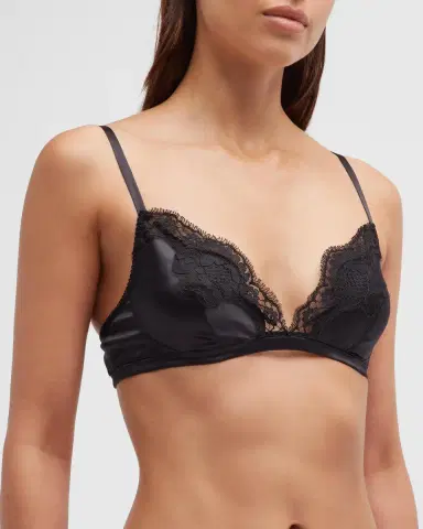 Dolce & Gabbana Satin Lace-Trim Soft Triangle Bra | Thumbnail 1 Dolce & Gabbana Satin Lace-Trim Soft Triangle Bra | Thumbnail 1