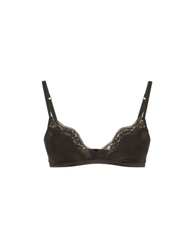 Satin Lace-Trim Soft Triangle Bra