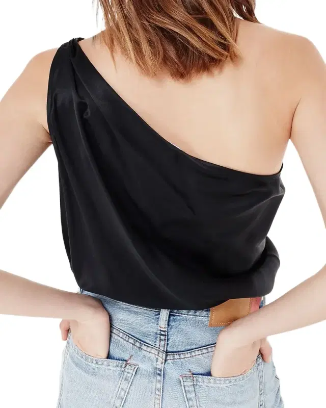 Darby Asymmetric Charmeuse Bodysuit