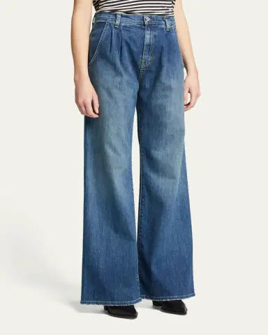 Nili Lotan Flora Pleated Wide-Leg Trouser Jeans | Thumbnail 3