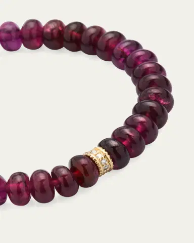 Sydney Evan Scallop Edge Pave Rondelle on Rhodolite Bead Bracelet | Thumbnail 2