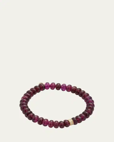 Sydney Evan Scallop Edge Pave Rondelle on Rhodolite Bead Bracelet | Thumbnail 3