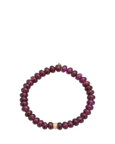Sydney Evan Scallop Edge Pave Rondelle on Rhodolite Bead Bracelet | Thumbnail 1