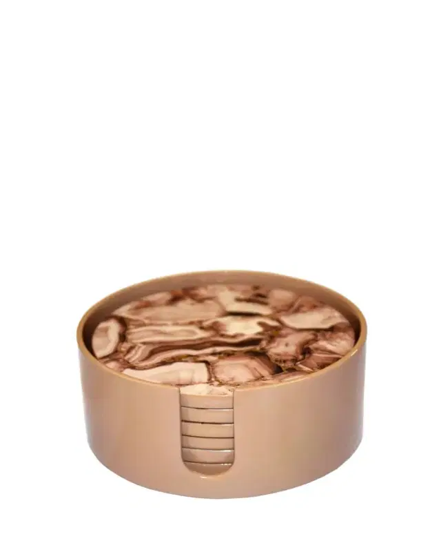 Nomi K Blush Stone Lacquer Round Coasters, Set of 6