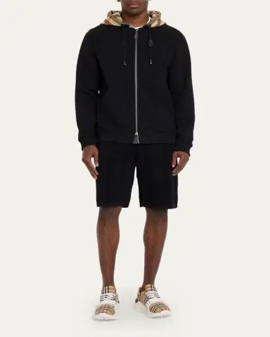 Burberry Men's Samuel Full-Zip Check Hoodie | Thumbnail 2