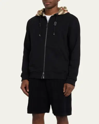 Burberry Men's Samuel Full-Zip Check Hoodie | Thumbnail 4