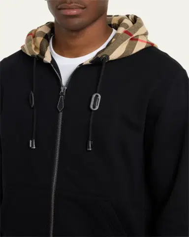 Burberry Men's Samuel Full-Zip Check Hoodie | Thumbnail 5