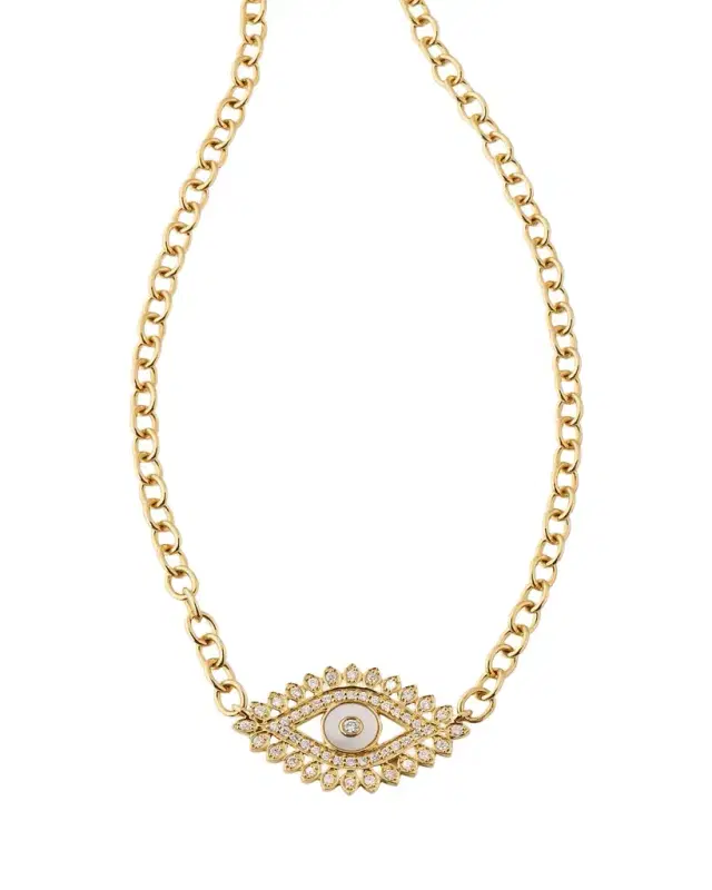 Sydney Evan 14K Evil Eye Marquise Charm Necklace