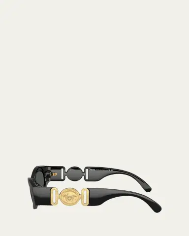 Versace Medusa Embellished Oval Plastic Sunglasses, 51MM | Thumbnail 3 Versace Medusa Embellished Oval Plastic Sunglasses, 51MM | Thumbnail 3