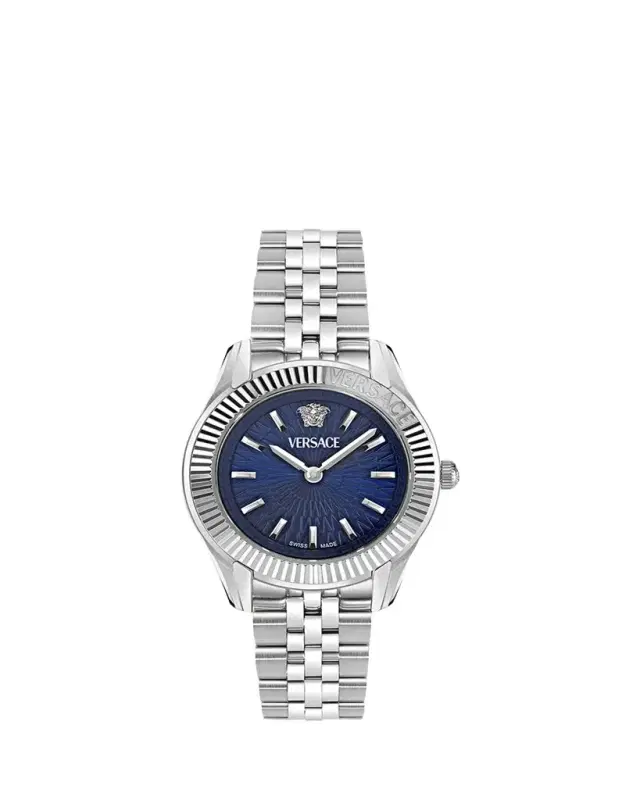 30mm Greca Time Watch with Bracelet Strap, Stainless Steel/Blue