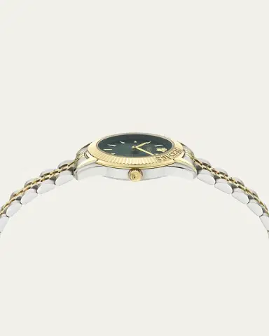 Versace 30mm Greca Time Watch with Bracelet Strap, Two Tone/Green | Thumbnail 3