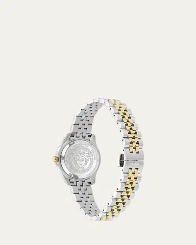 Versace 30mm Greca Time Watch with Bracelet Strap, Two Tone/Green | Thumbnail 4