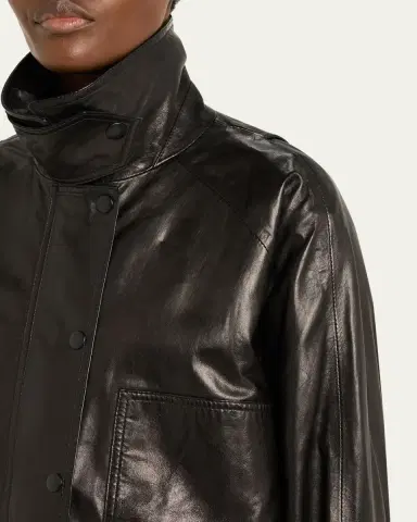 Brandon Maxwell Harper Leather Balloon Jacket | Thumbnail 5 Brandon Maxwell Harper Leather Balloon Jacket | Thumbnail 5