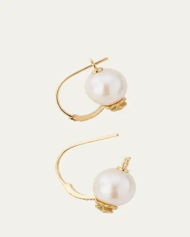 Sydney Evan 14K Gold & Diamond Rose Pearl Earrings | Thumbnail 4