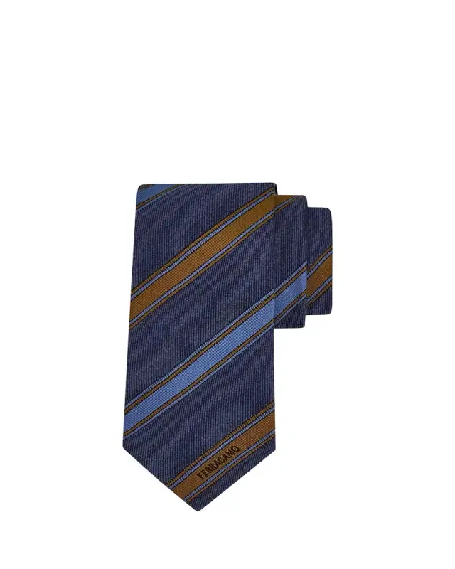 Men's Multi-Stripe Logo Silk Tie