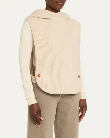 God’s True Cashmere Melange Cashmere Rib Hooded Vest | Thumbnail 4