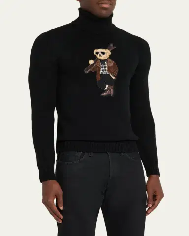 Ralph Lauren Purple Label Men's Cashmere Knit Ski Polar Bear Turtleneck Sweater | Thumbnail 4