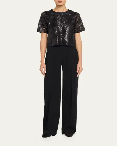Akris Lacquered Sea Fan Lace Boxy Short-Sleeve Top | Thumbnail 2 Akris Lacquered Sea Fan Lace Boxy Short-Sleeve Top | Thumbnail 2