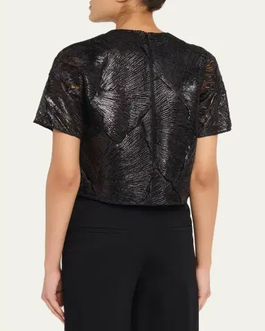 Akris Lacquered Sea Fan Lace Boxy Short-Sleeve Top | Thumbnail 3 Akris Lacquered Sea Fan Lace Boxy Short-Sleeve Top | Thumbnail 3