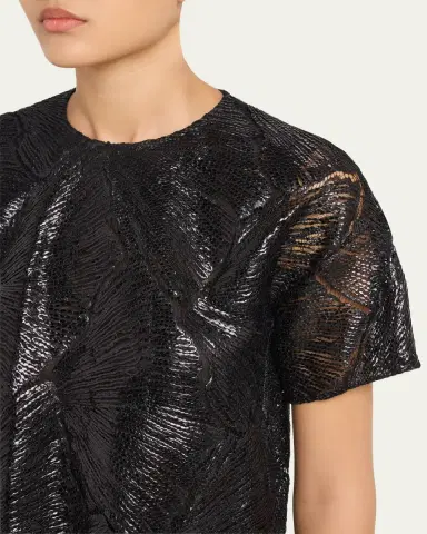 Akris Lacquered Sea Fan Lace Boxy Short-Sleeve Top | Thumbnail 5 Akris Lacquered Sea Fan Lace Boxy Short-Sleeve Top | Thumbnail 5