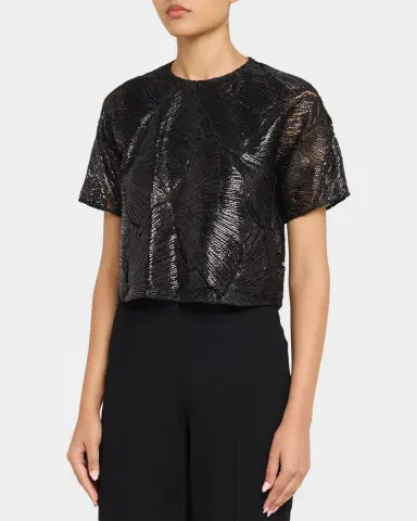 Akris Lacquered Sea Fan Lace Boxy Short-Sleeve Top | Thumbnail 8 Akris Lacquered Sea Fan Lace Boxy Short-Sleeve Top | Thumbnail 8