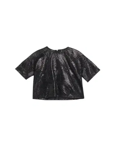 Akris Lacquered Sea Fan Lace Boxy Short-Sleeve Top | Thumbnail 1 Akris Lacquered Sea Fan Lace Boxy Short-Sleeve Top | Thumbnail 1