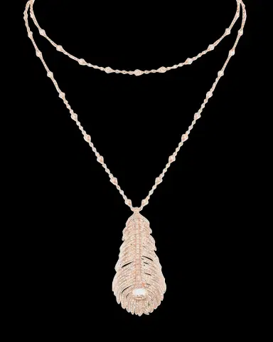 Boucheron Plume de Paon 18K Pink Gold Diamond Pendant Necklace | Thumbnail 2 Boucheron Plume de Paon 18K Pink Gold Diamond Pendant Necklace | Thumbnail 2