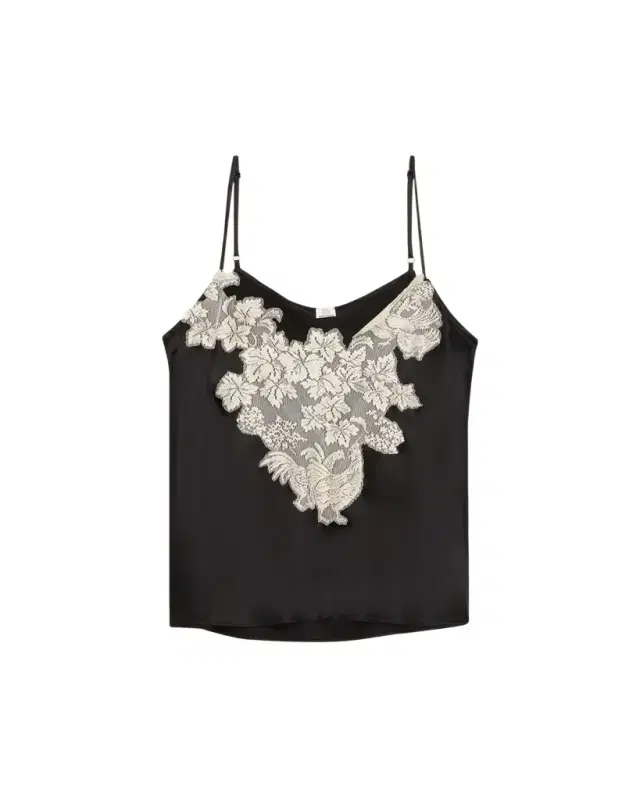 Chicken Lace Inset Satin Cami Top