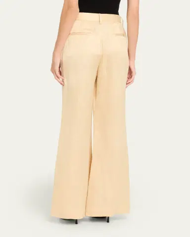 Rosie Assoulin Paneled Satin Jacquard Pintuck Flare Trousers | Thumbnail 3