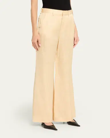 Rosie Assoulin Paneled Satin Jacquard Pintuck Flare Trousers | Thumbnail 4