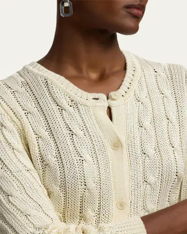 Ralph Lauren Collection High-Shine Cable-Knit Silk Cropped Cardigan | Thumbnail 5 Ralph Lauren Collection High-Shine Cable-Knit Silk Cropped Cardigan | Thumbnail 5