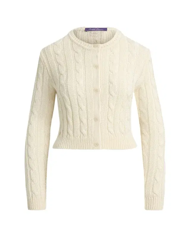 Ralph Lauren Collection High-Shine Cable-Knit Silk Cropped Cardigan