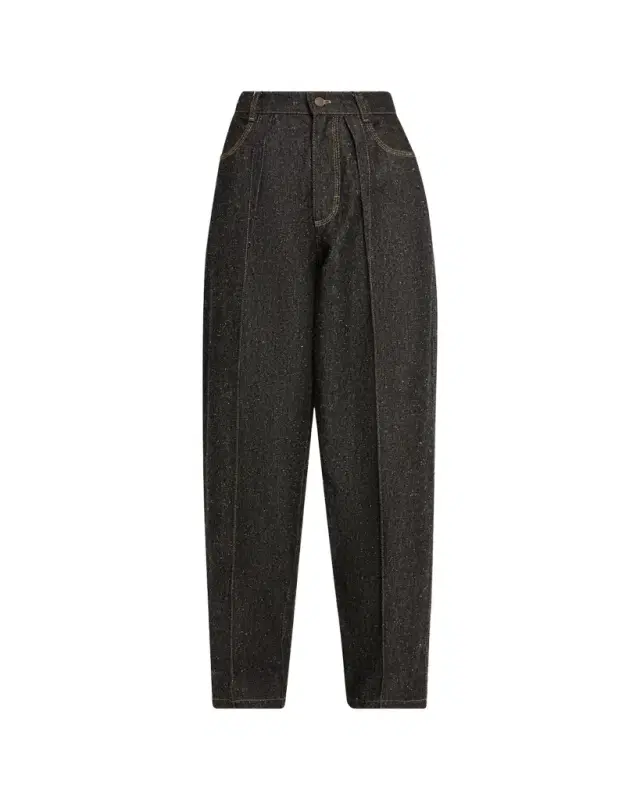 Nackiyé Borrowed Pleated Tapered-Leg Denim Pants