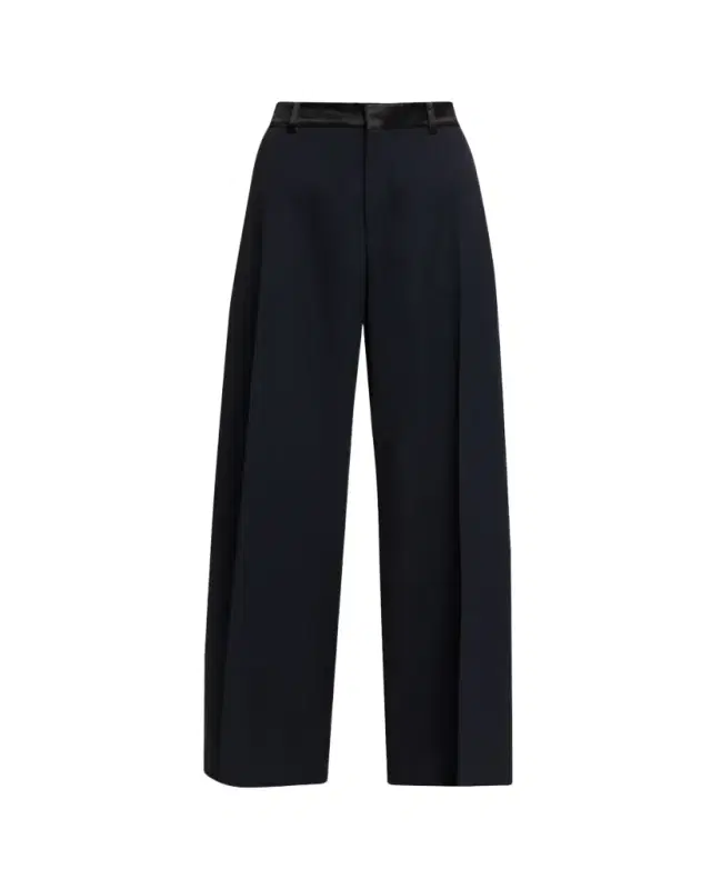 NACKIYE Hutton Satin-Waistband Wide-Leg Pants