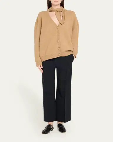 Plan C Scarf V-Neck Wool Cardigan | Thumbnail 2